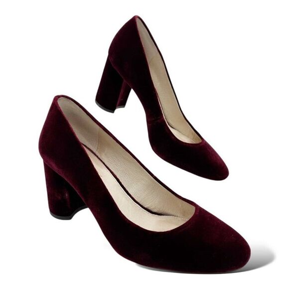 Louise Et Cie‎ Trending Burgundy Velvet Block Heel Pumps Size 8.5 - Picture 3 of 15